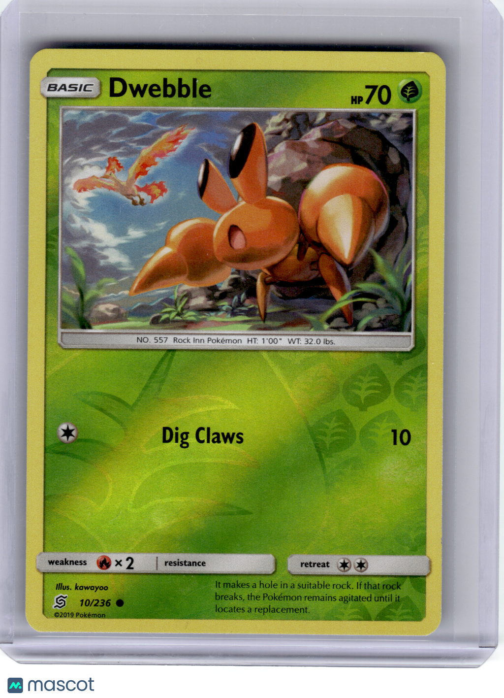 2019 Pokemon—Dwebble #10 Unified Minds—Common Reverse Holo [Lightly Played]