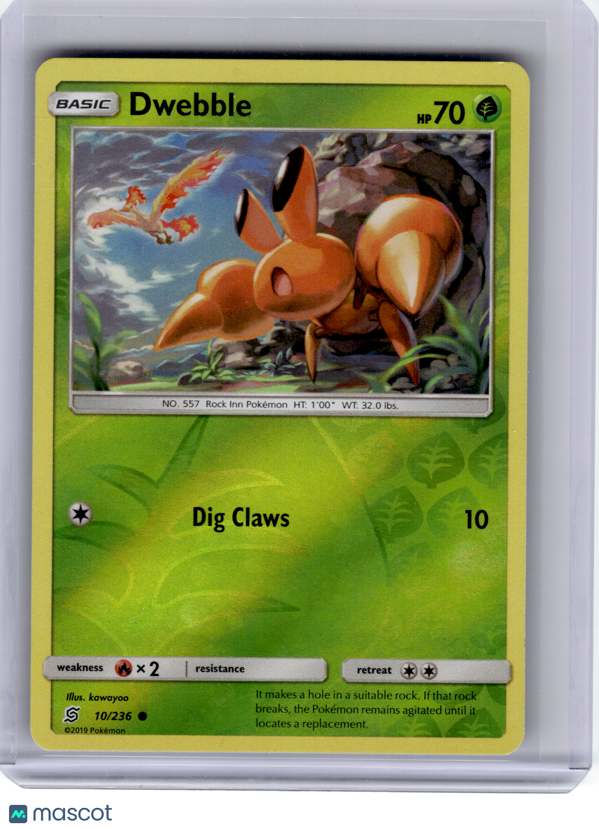 2019 Pokemon—Dwebble #10 Unified Minds—Common Reverse Holo [Lightly Played]