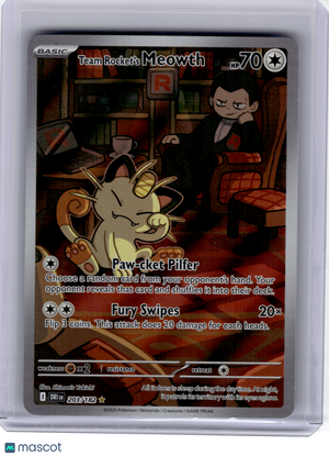 2025 Pokemon—Team Rocket's Meowth #203 Destined Rivals—Illustration Rare Holo