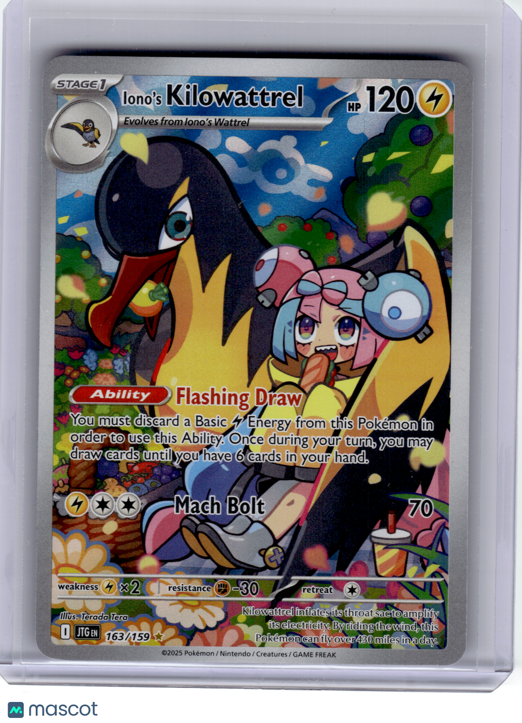 2025 Pokemon—Iono's Kilowattrel #163 Journey Together—Illustration Rare [LP]