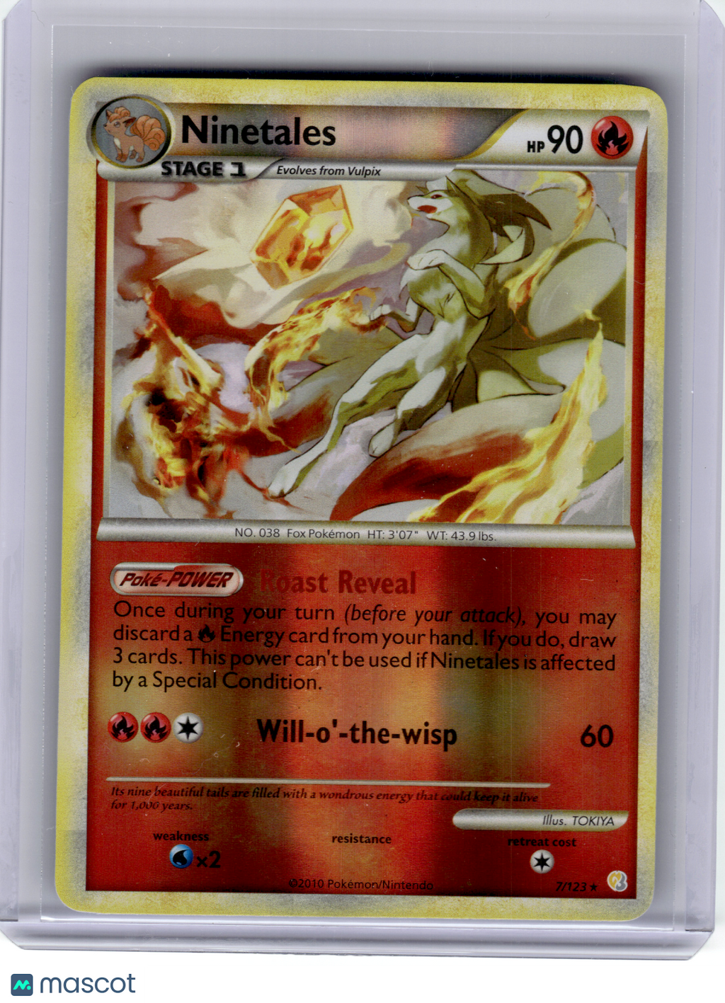 2010 Pokemon—Ninetales #7 HeartGold & SoulSilver—Rare Reverse Holo [MP]