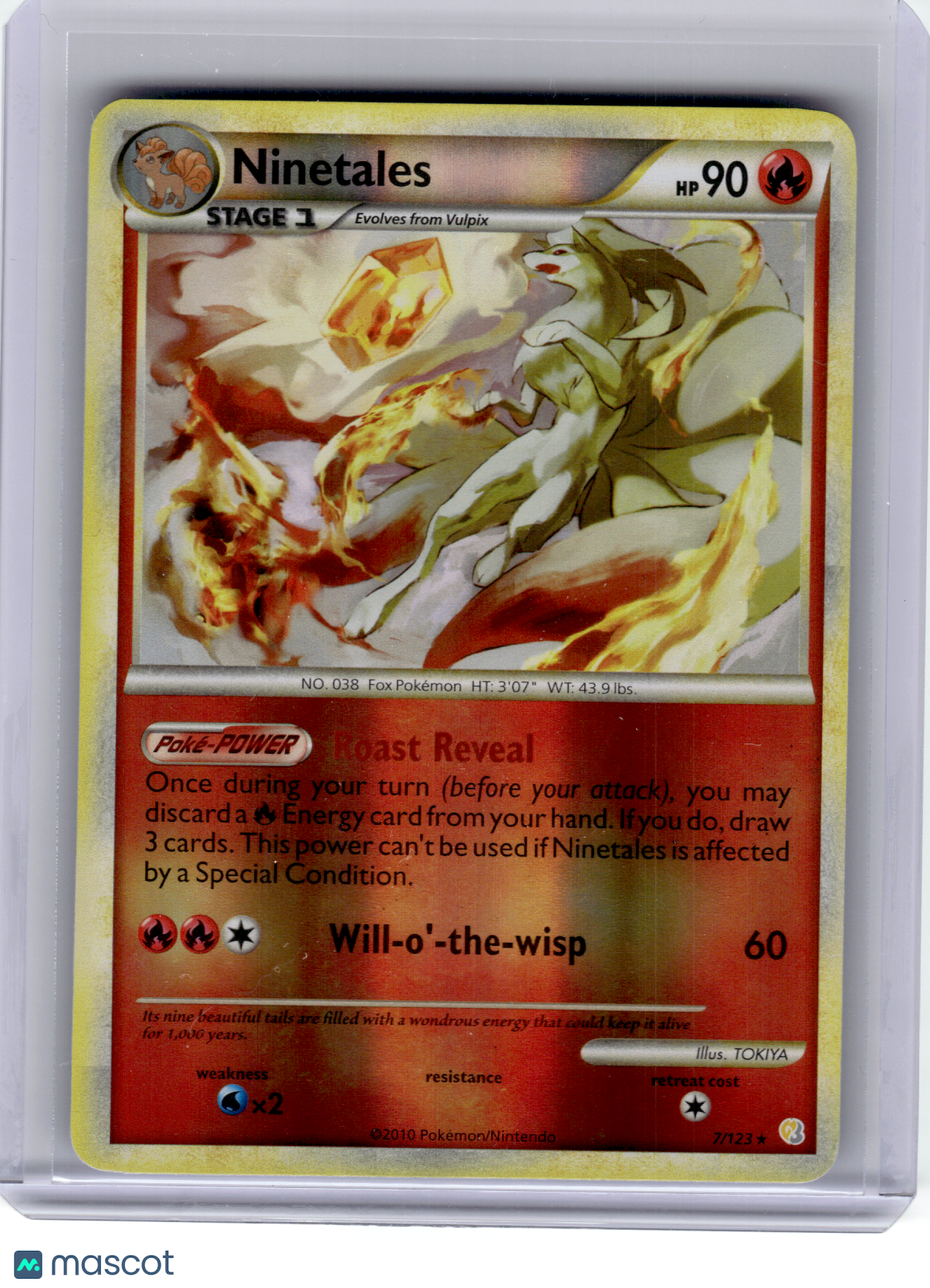 2010 Pokemon—Ninetales #7 HeartGold & SoulSilver—Rare Reverse Holo [MP]