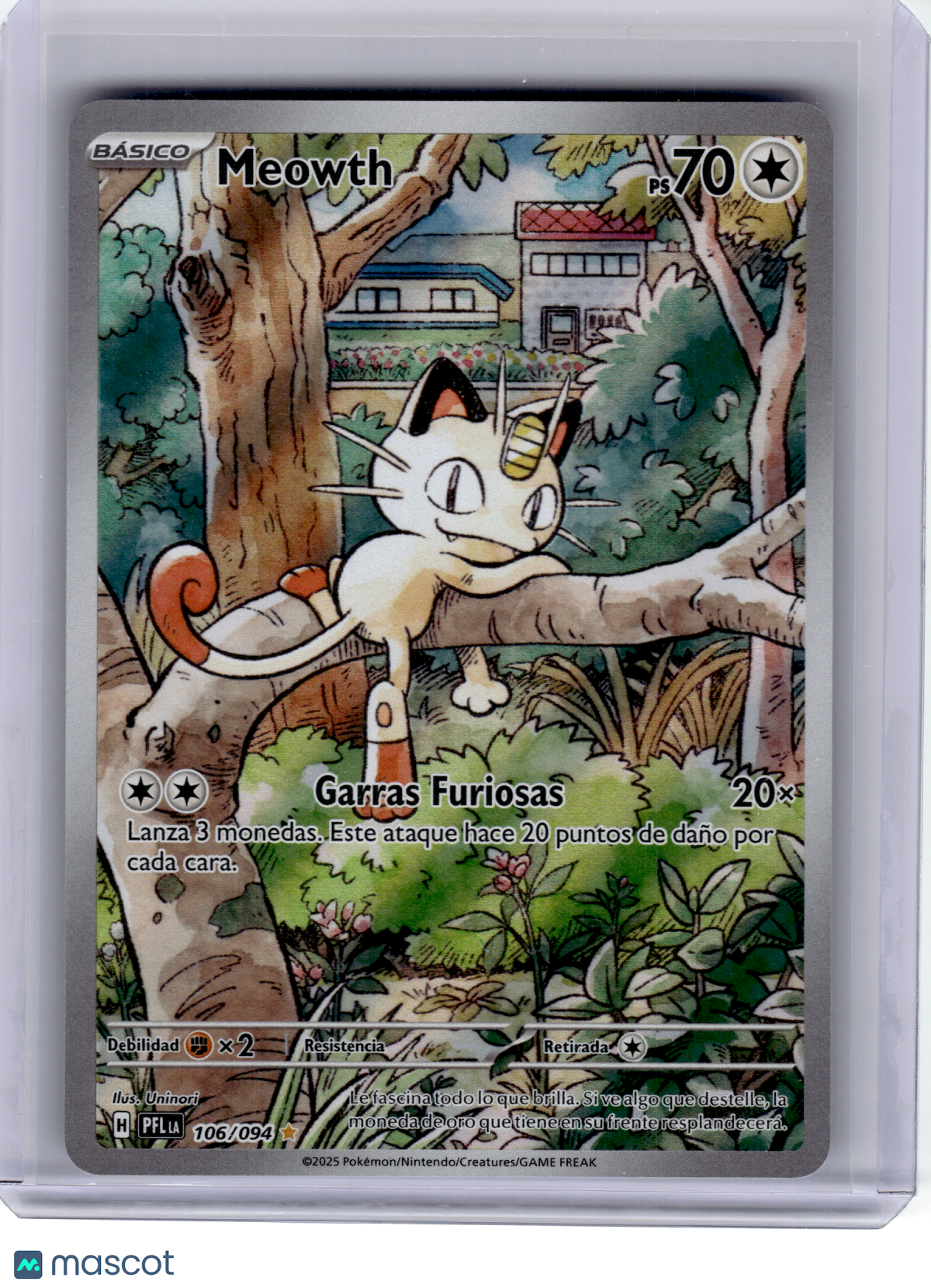 2025 Pokemon—Meowth #106 Phantasmal Flames—Illustration Rare Holo Spanish