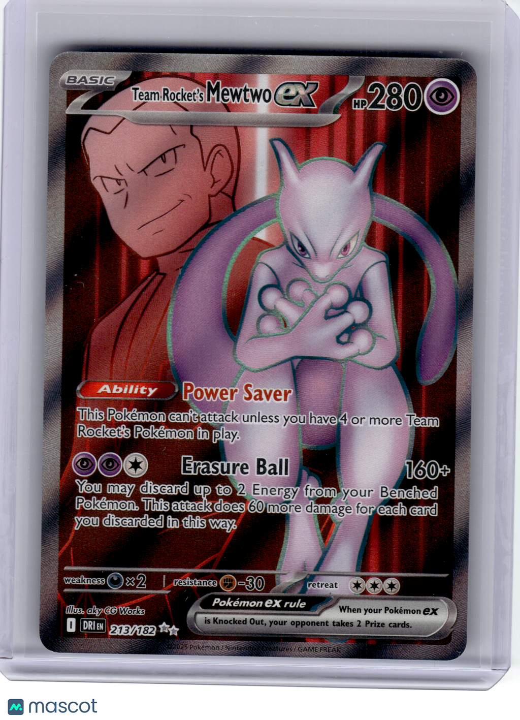 2025 Pokemon—Team Rocket's Mewtwo ex #213 Destined Rivals—Ultra Rare Holo