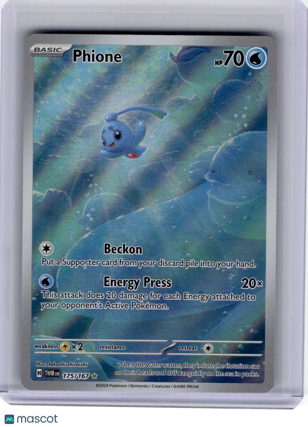 2024 Pokemon—Phione #175 Twilight Masquerade—Illustration Rare Holo