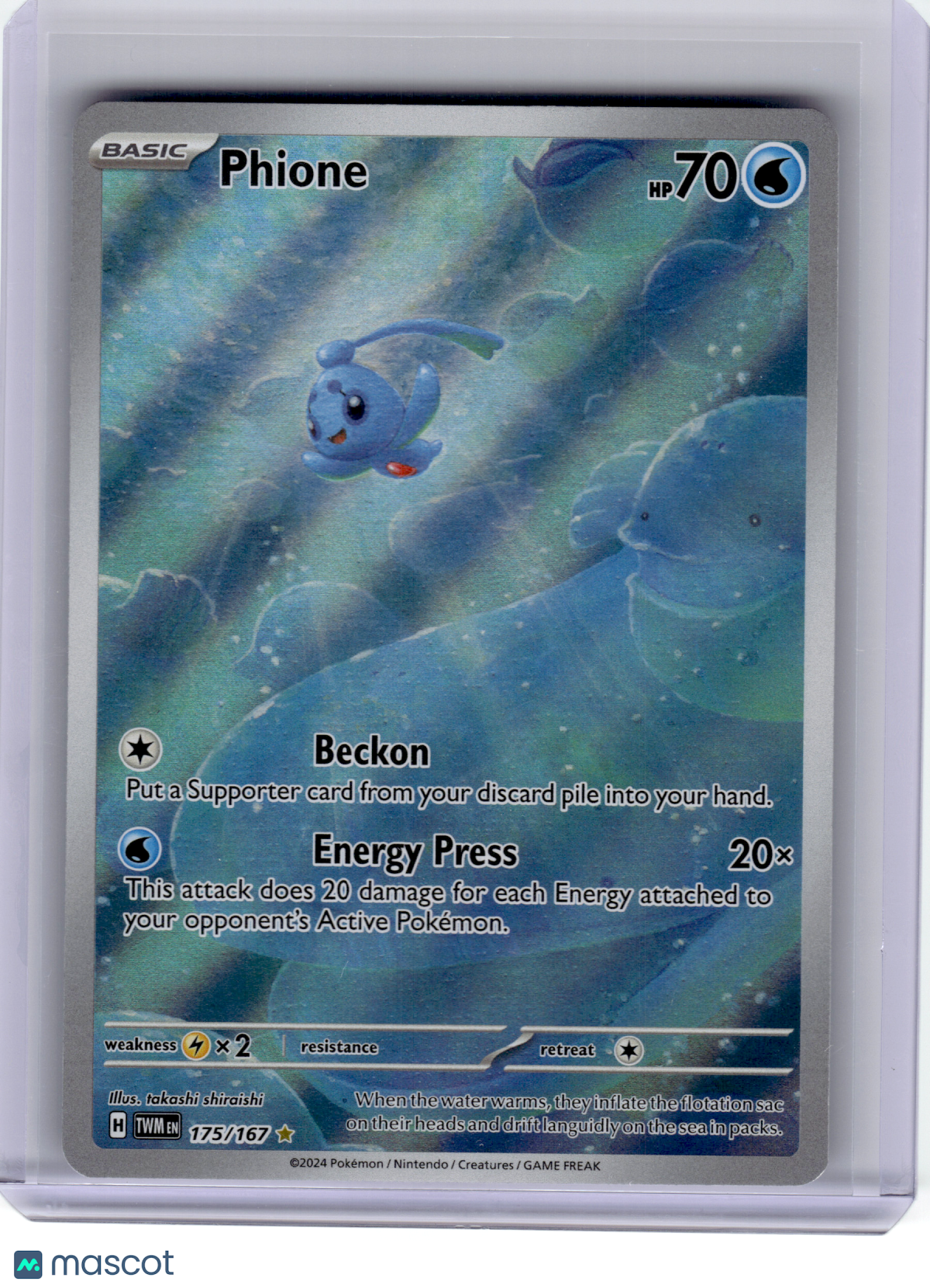 2024 Pokemon—Phione #175 Twilight Masquerade—Illustration Rare Holo