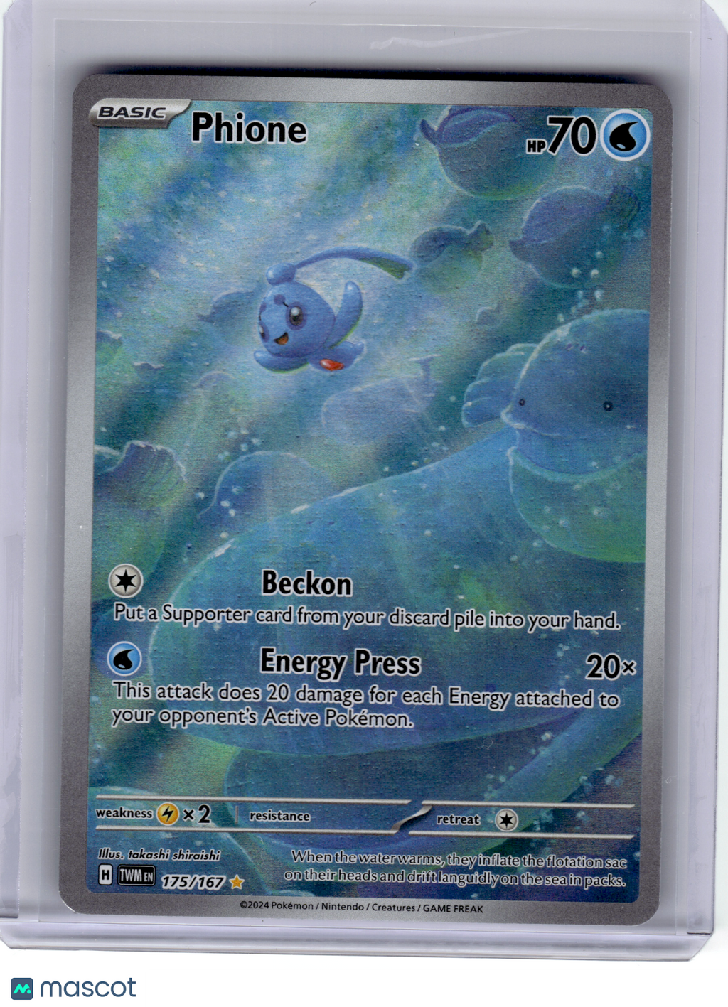 2024 Pokemon—Phione #175 Twilight Masquerade—Illustration Rare Holo