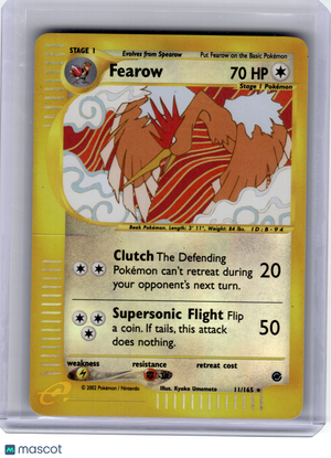 2002 Pokemon—Fearow #11 Expedition—Rare Holo [Damage]
