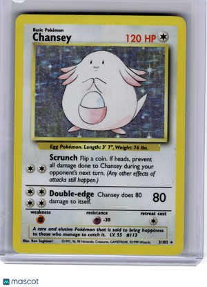 1999 Pokemon—Chansey #3 Base Set—Rare Holo [Damage]