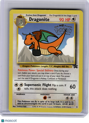 1999 Pokemon—Dragonite #5 Wotc Promo—Black Star Promo [Damage]