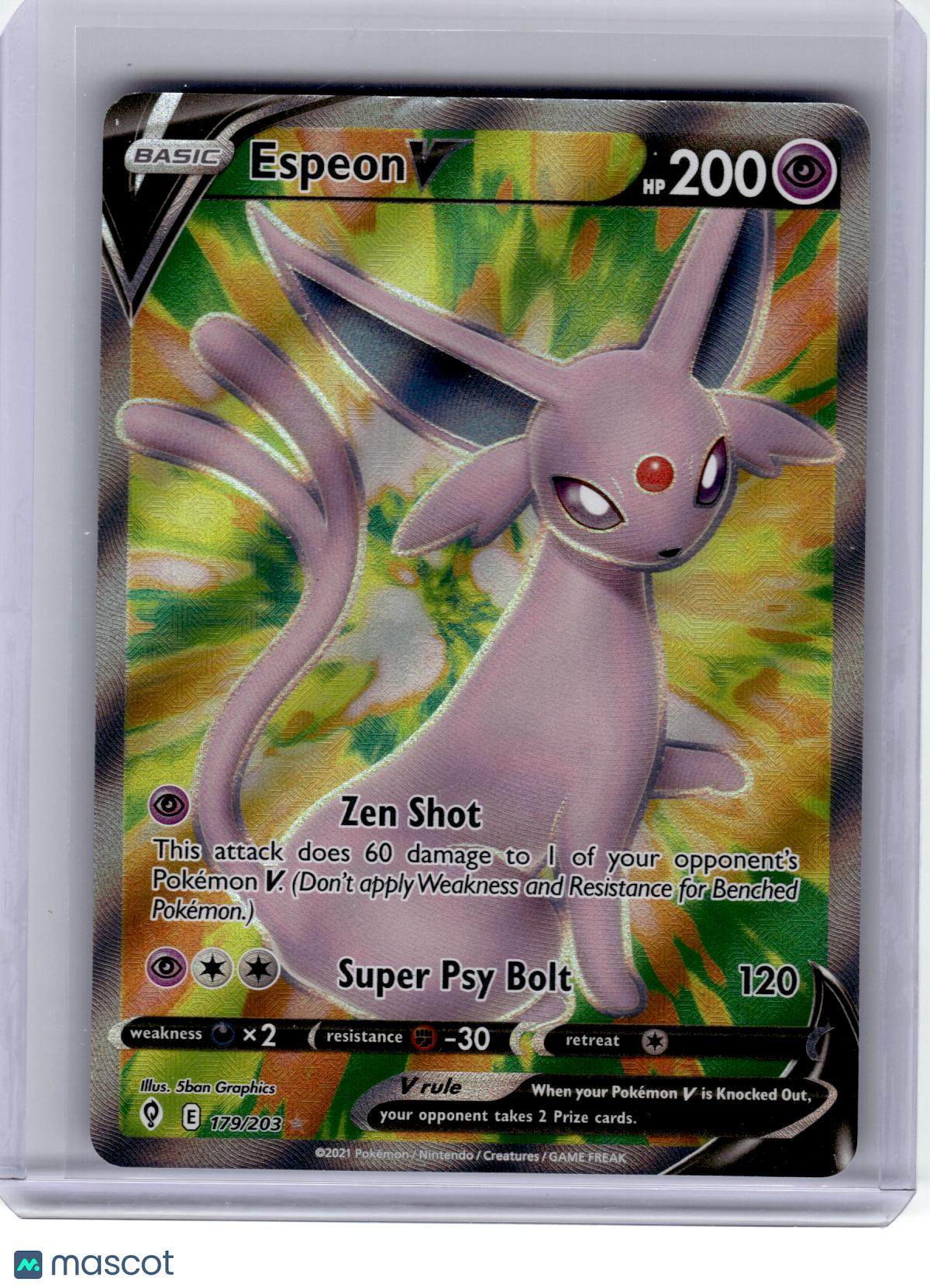 2021 Pokemon—Espeon V #179 Evolving Skies—Ultra Rare Holo [Damage]