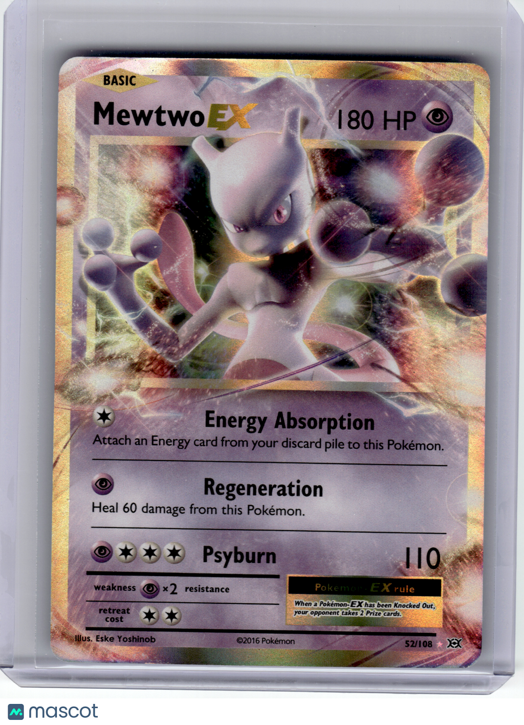 2016 Pokemon—Mewtwo EX #52 Evolutions—Ultra Rare Holo