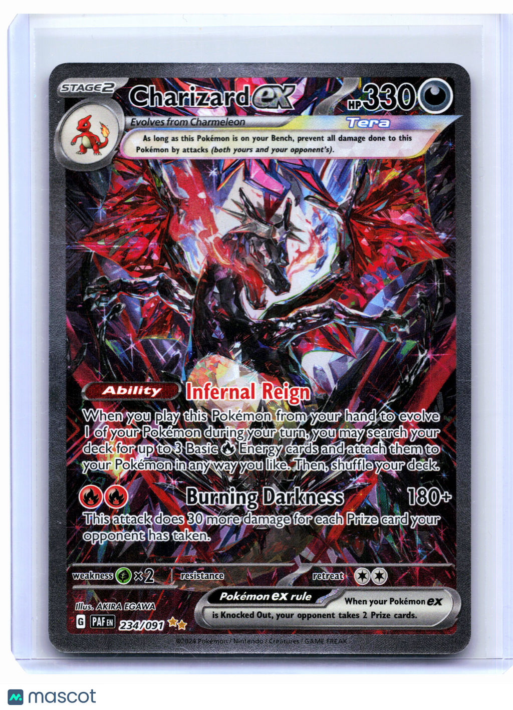 2024 Pokemon—Charizard ex #234/091 Paldean Fates—Special Illustration Rare Holo
