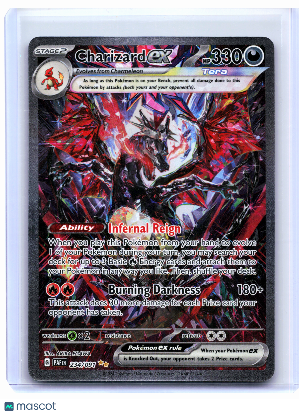 2024 Pokemon—Charizard ex #234/091 Paldean Fates—Special Illustration Rare Holo