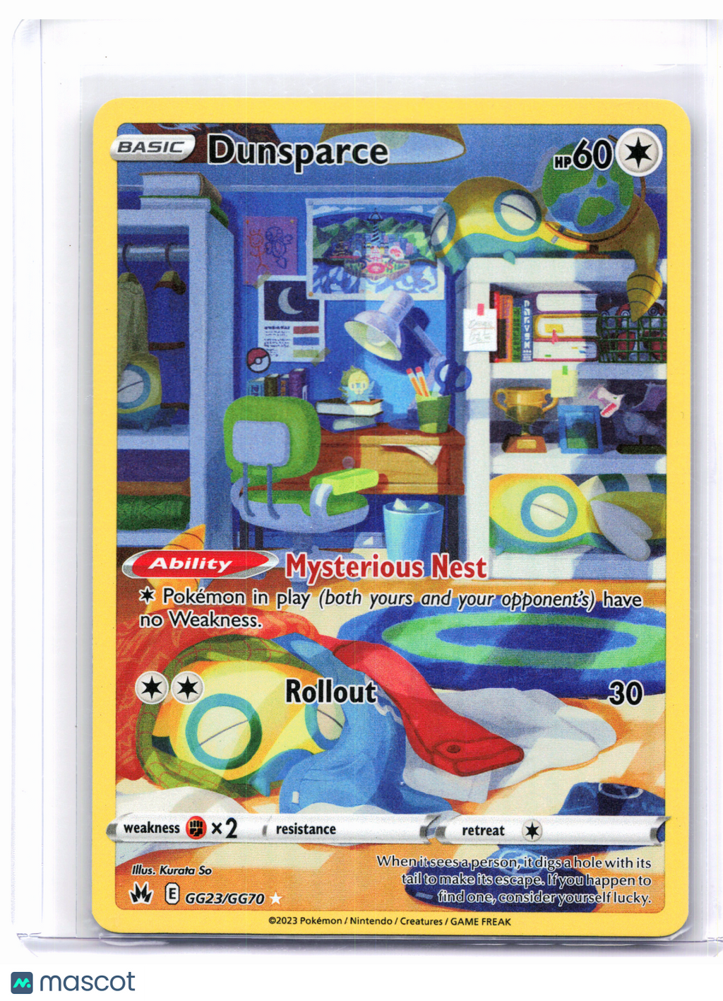 2023 Pokemon—Dunsparce #GG23/GG70 Crown Zenith: Galarian Gallery—Ultra Rare Holo