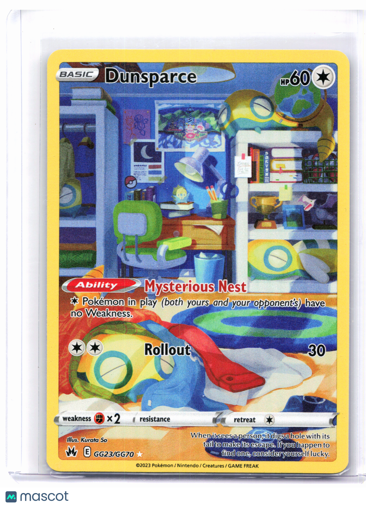 2023 Pokemon—Dunsparce #GG23/GG70 Crown Zenith: Galarian Gallery—Ultra Rare Holo