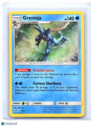 2019 Pokemon—Greninja #9/18 Detective Pikachu—Holo Rare [Moderately Played]