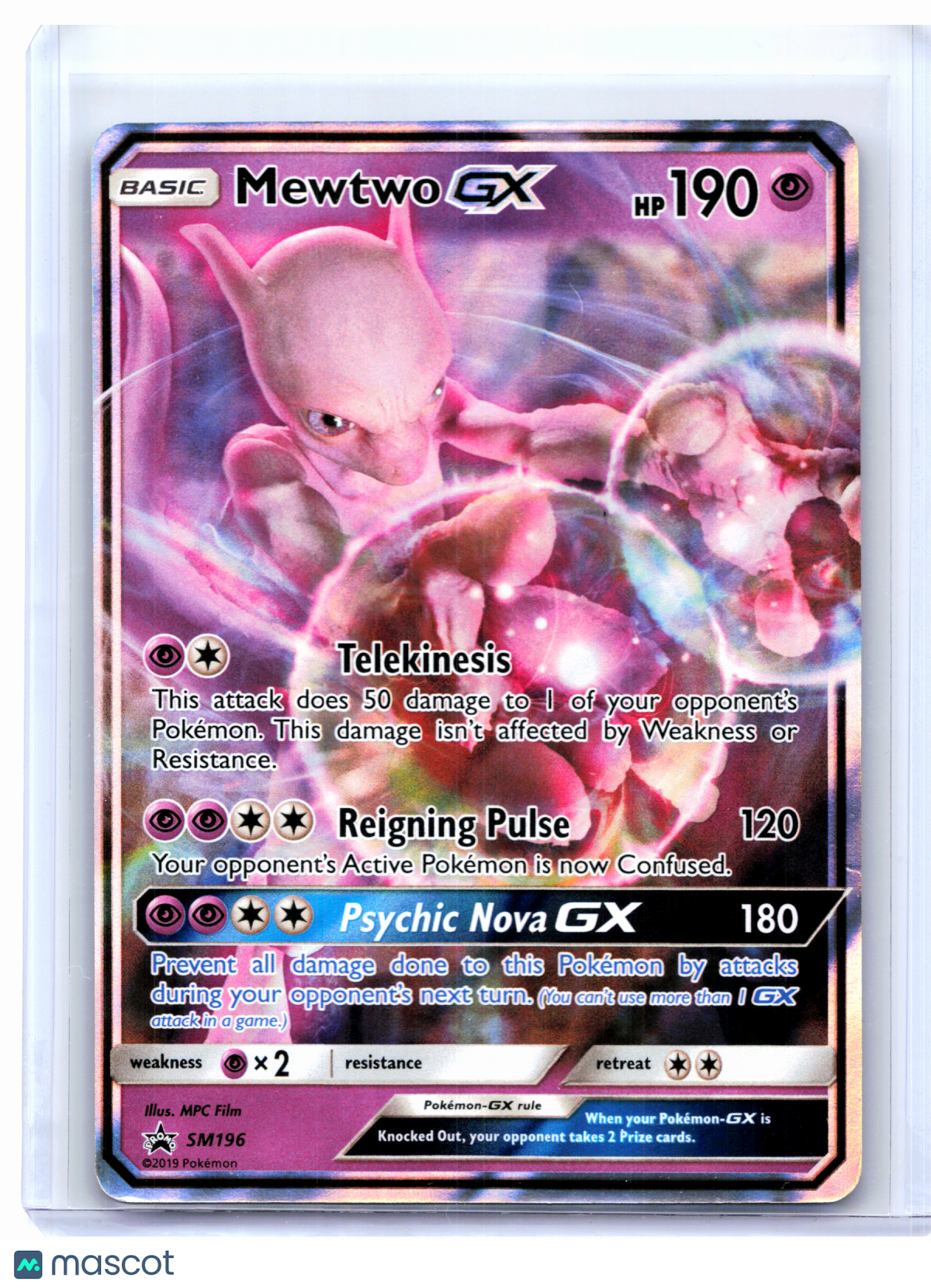 2019 Pokemon—Mewtwo GX #SM196 Sun & Moon Promos—Black Star Promo Holo [MP]