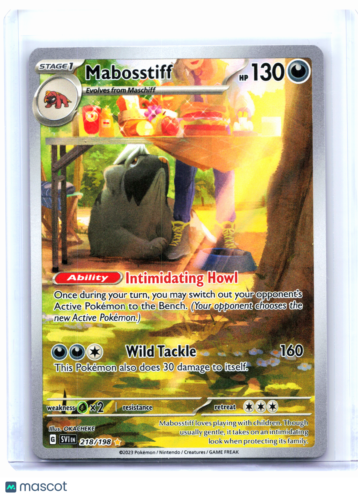 2023 Pokemon—Mabosstiff #218/198 Scarlet & Violet Base Set—Illustration Rare