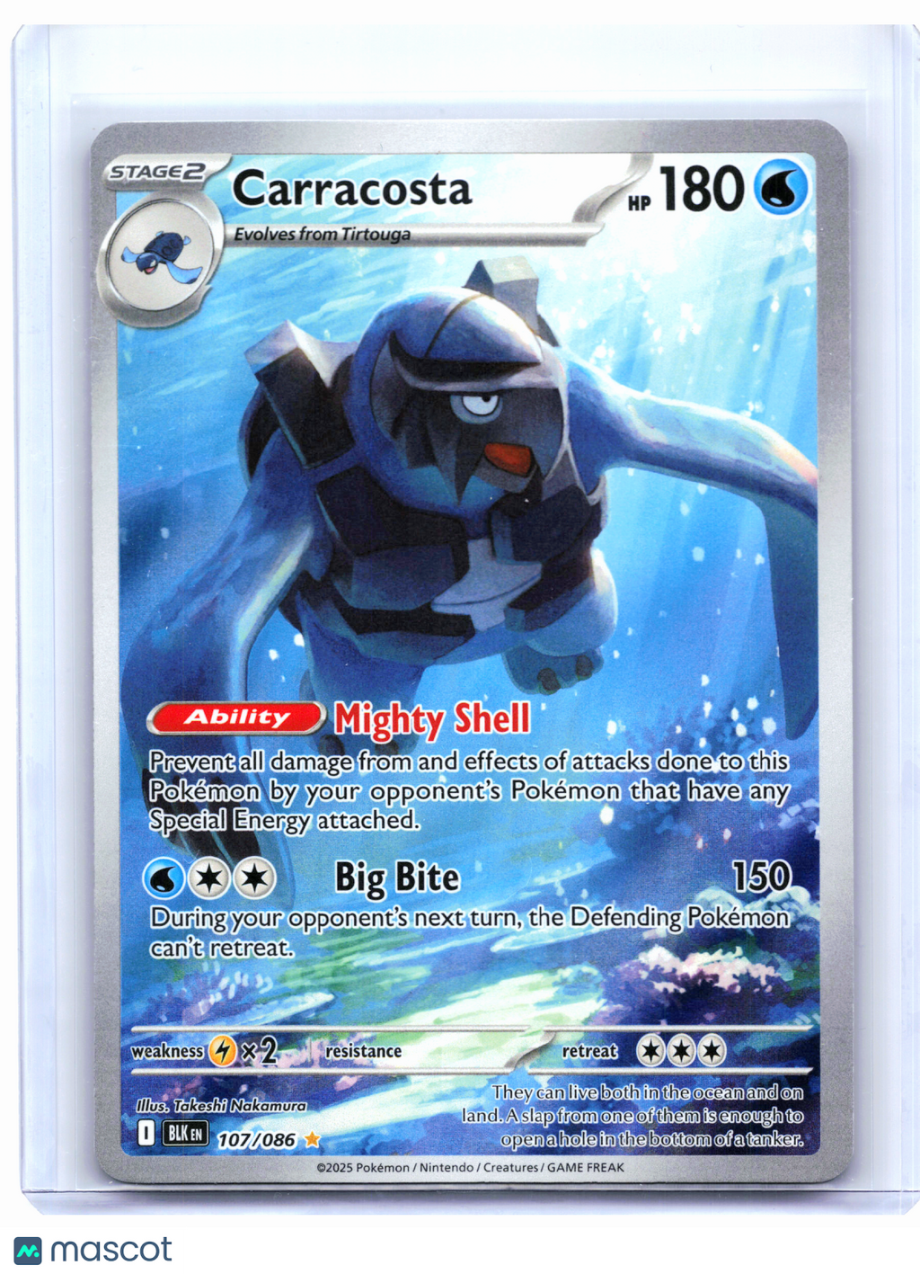2025 Pokemon—Carracosta #107/086 Black Bolt—Illustration Rare Holo
