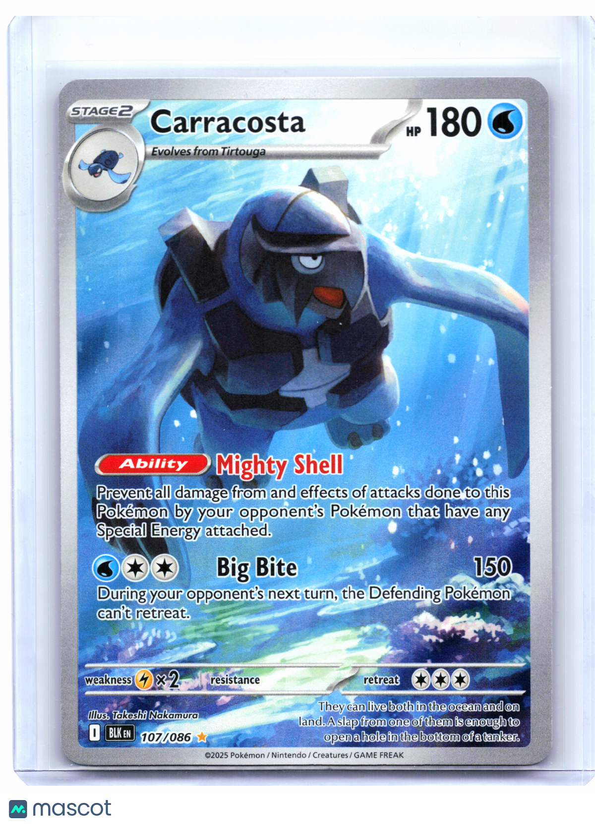 2025 Pokemon—Carracosta #107/086 Black Bolt—Illustration Rare Holo