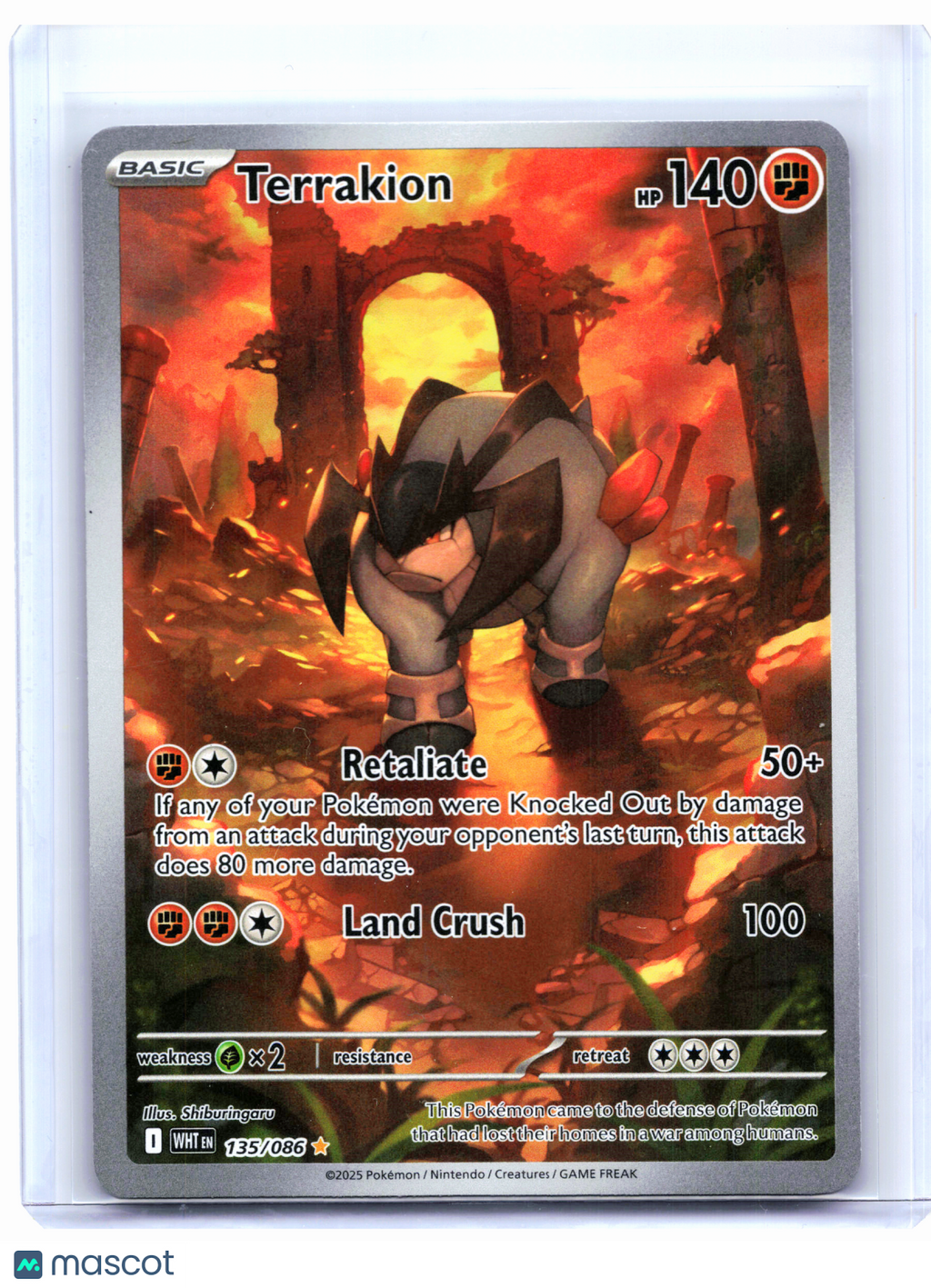 2025 Pokemon—Terrakion #135/086 White Flare—Illustration Rare Holo