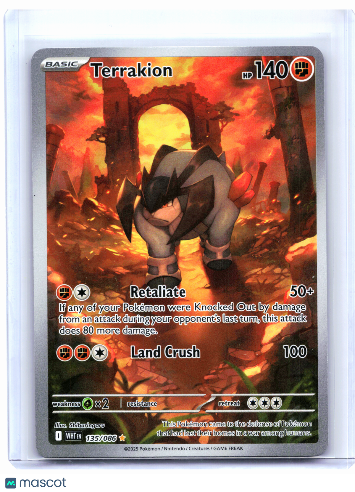 2025 Pokemon—Terrakion #135/086 White Flare—Illustration Rare Holo