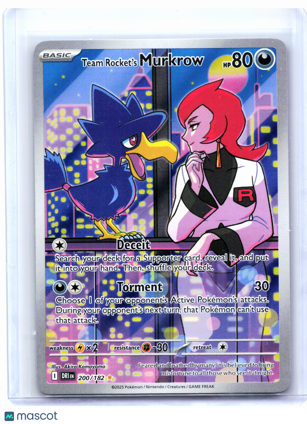 2025 Pokemon—Team Rocket's Murkrow #200/182 Destined Rivals—Illustration Rare