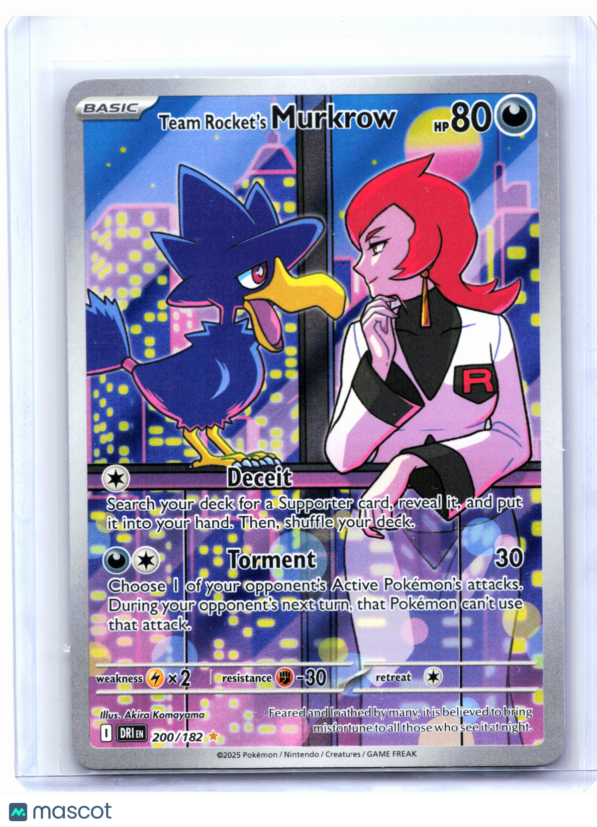 2025 Pokemon—Team Rocket's Murkrow #200/182 Destined Rivals—Illustration Rare