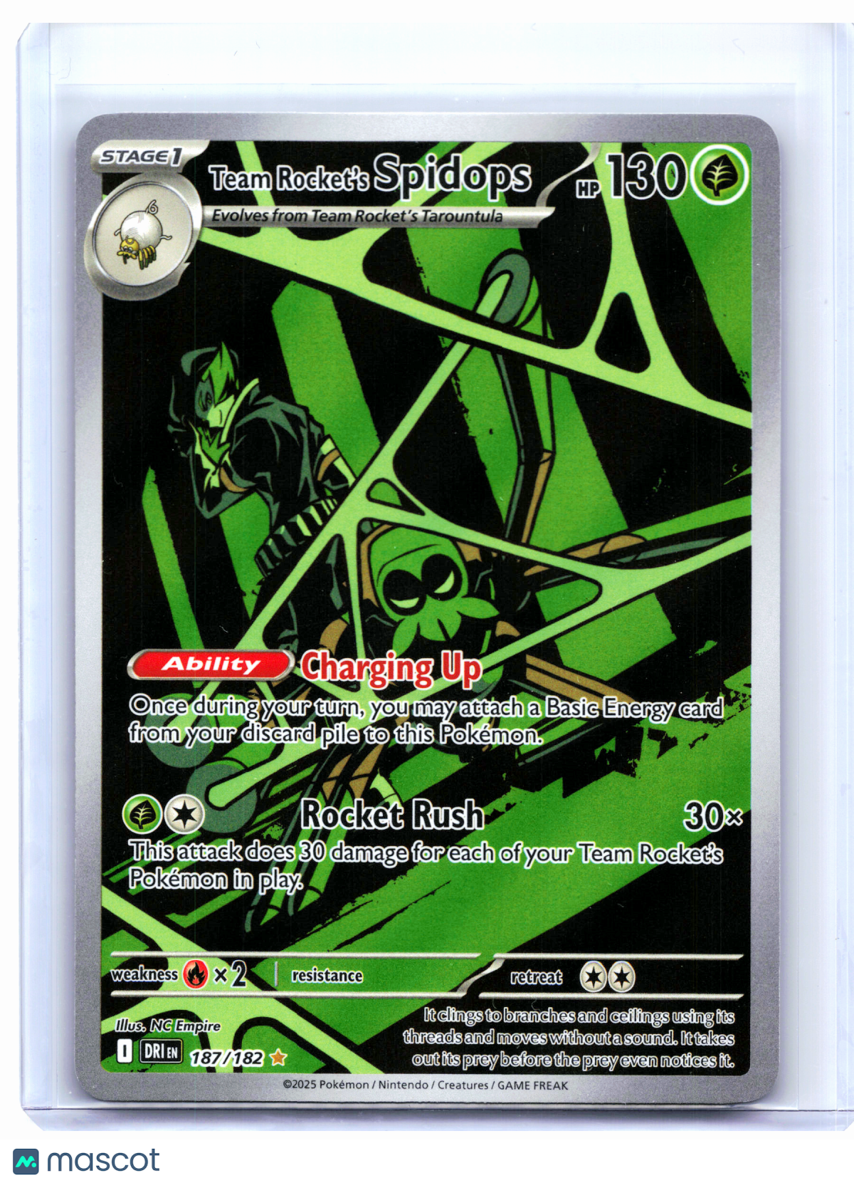 2025 Pokemon—Team Rocket's Spidops #187/182 Destined Rivals—Illustration Rare