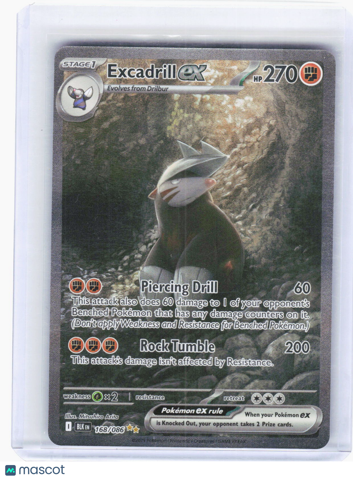 2025 Pokemon—Excadrill ex #168/86 Black Bolt—Special Illustration Rare Holo