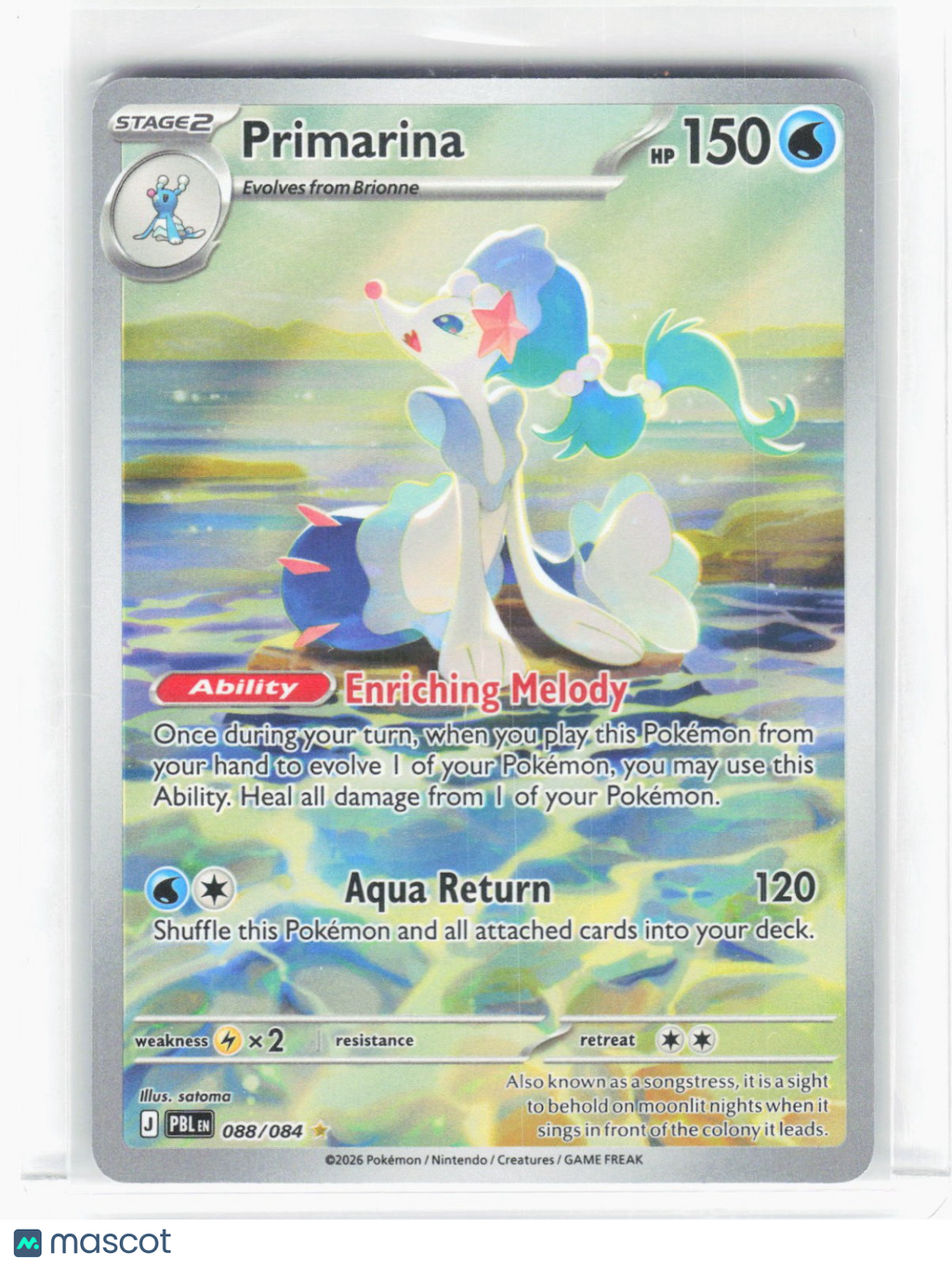 2026 Pokemon—Primarina #88/84 Pitch Black—Illustration Rare Foil