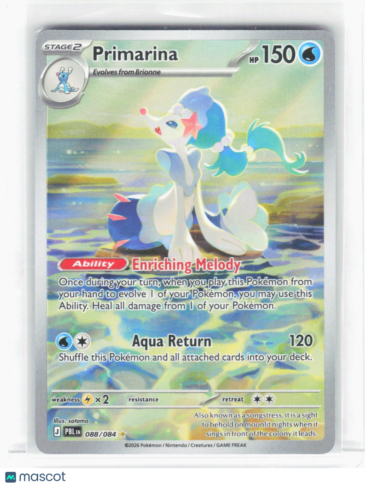 2026 Pokemon—Primarina #88/84 Pitch Black—Illustration Rare Foil