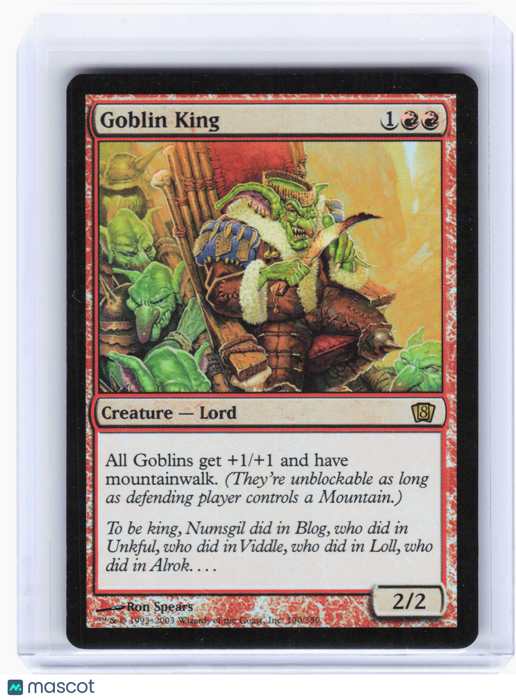 2003 Magic: The Gathering—Goblin King #190 8th Edition—Rare Foil [LP]