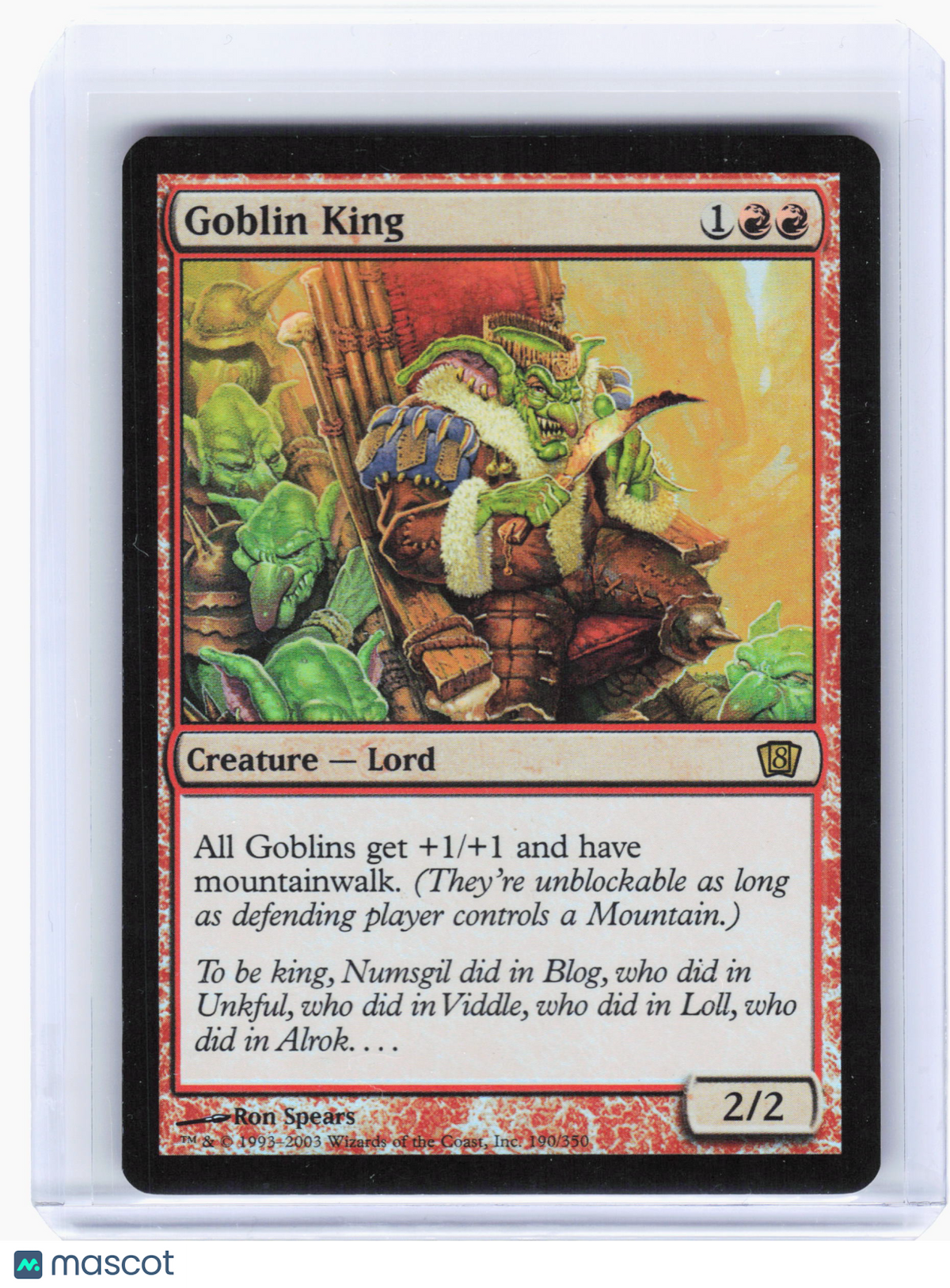 2003 Magic: The Gathering—Goblin King #190 8th Edition—Rare Foil [LP]