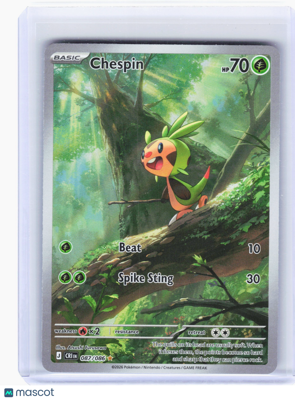 2026 Pokemon—Chespin #87 Chaos Rising—Illustration Rare Holo