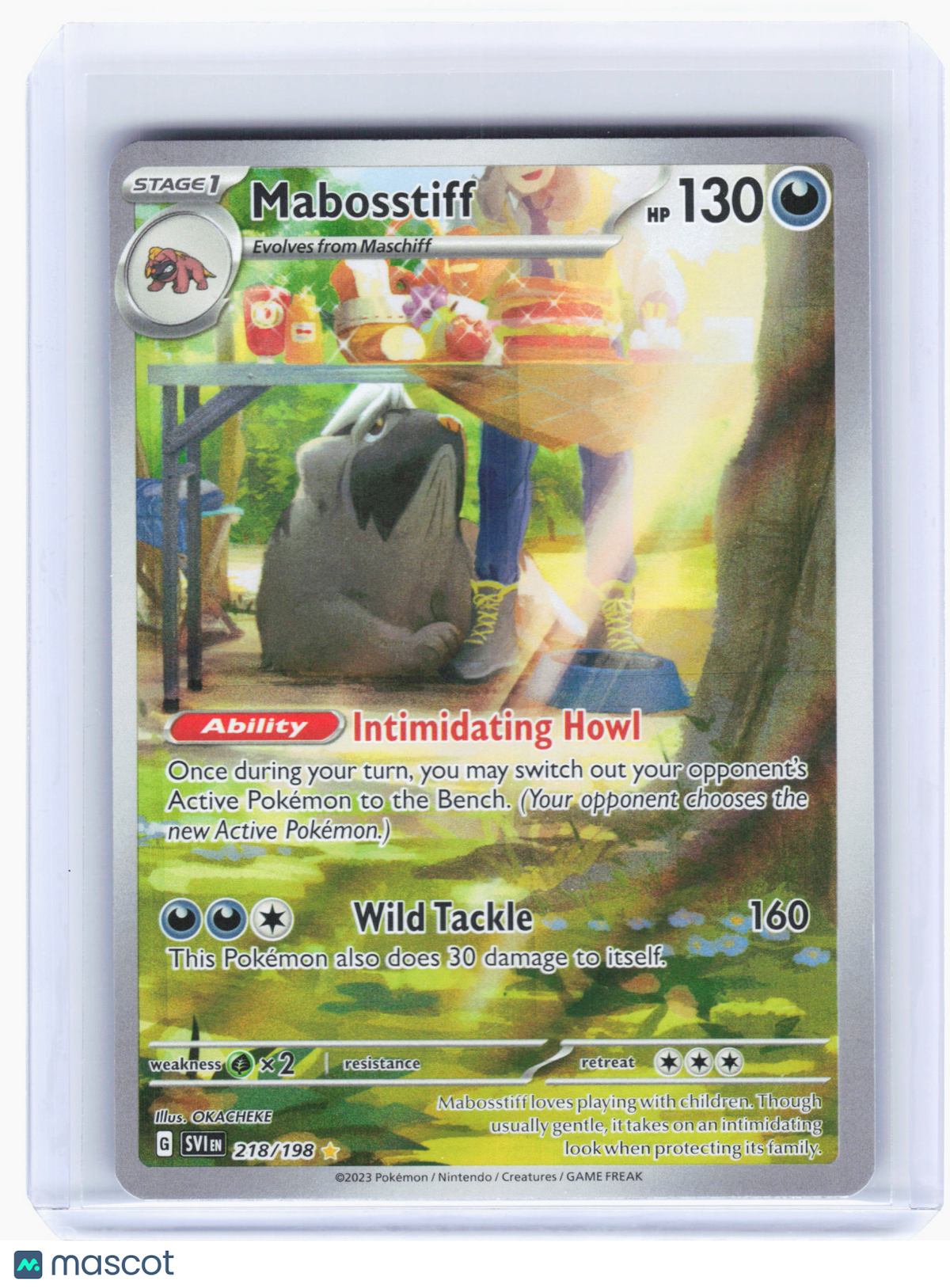 2023 Pokemon—Mabosstiff #218 Scarlet & Violet Base Set—Illustration Rare Holo