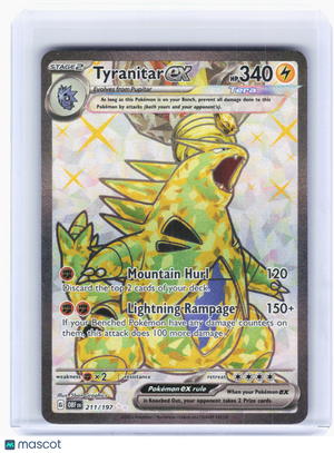 2023 Pokemon—Tyranitar ex #211 Obsidian Flames—Ultra Rare Holo