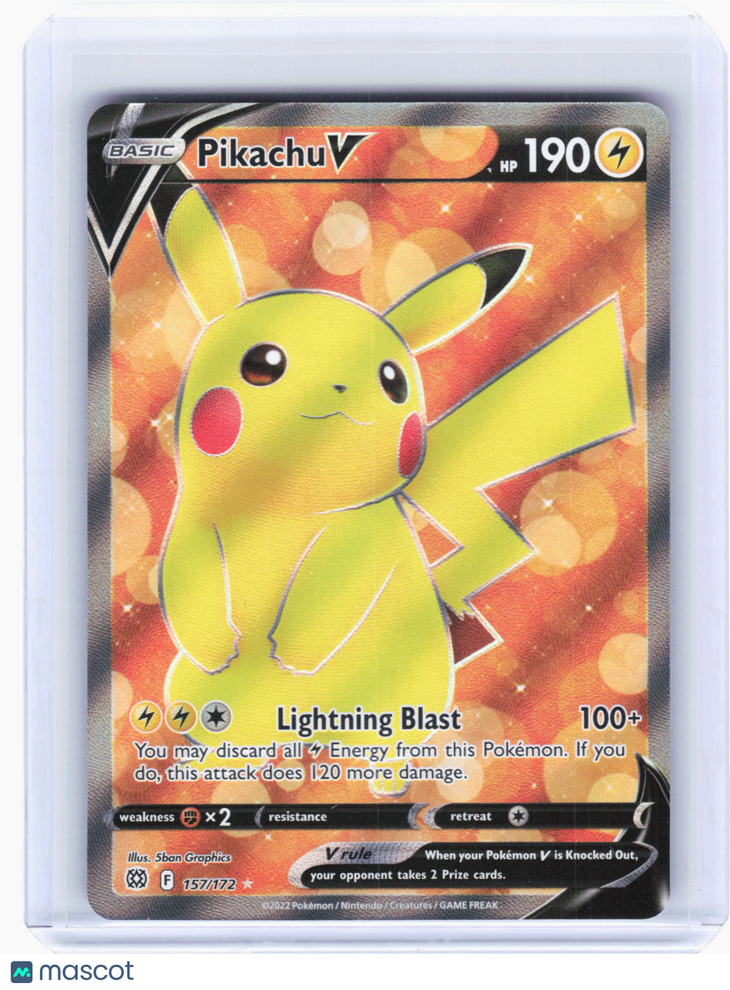 2022 Pokemon—Pikachu V #157 Brilliant Stars—Ultra Rare Holo