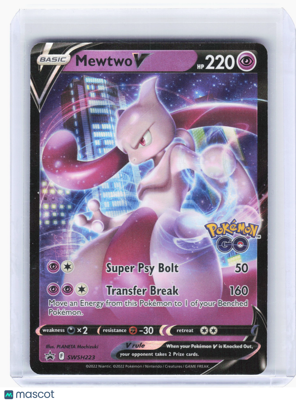 2022 Pokemon—Mewtwo V #223 GO—Black Star Promo Holo