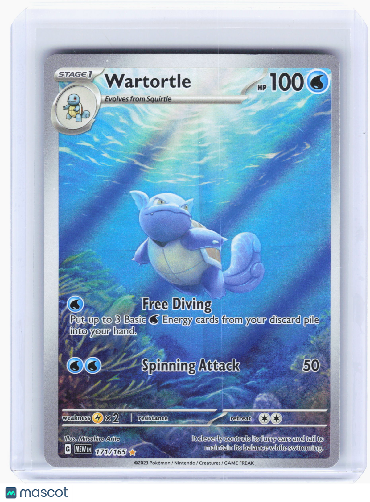 2023 Pokemon—Wartortle #171 Scarlet & Violet 151—Illustration Rare Holo