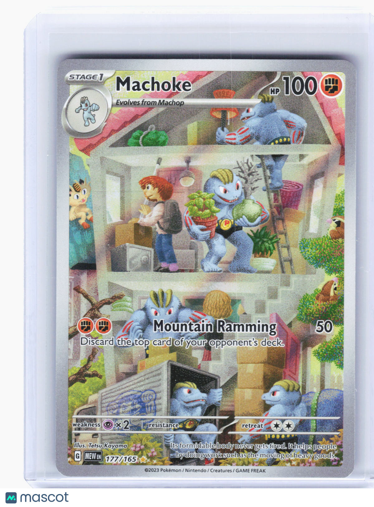 2023 Pokemon—Machoke #177 Scarlet & Violet 151—Illustration Rare Holo