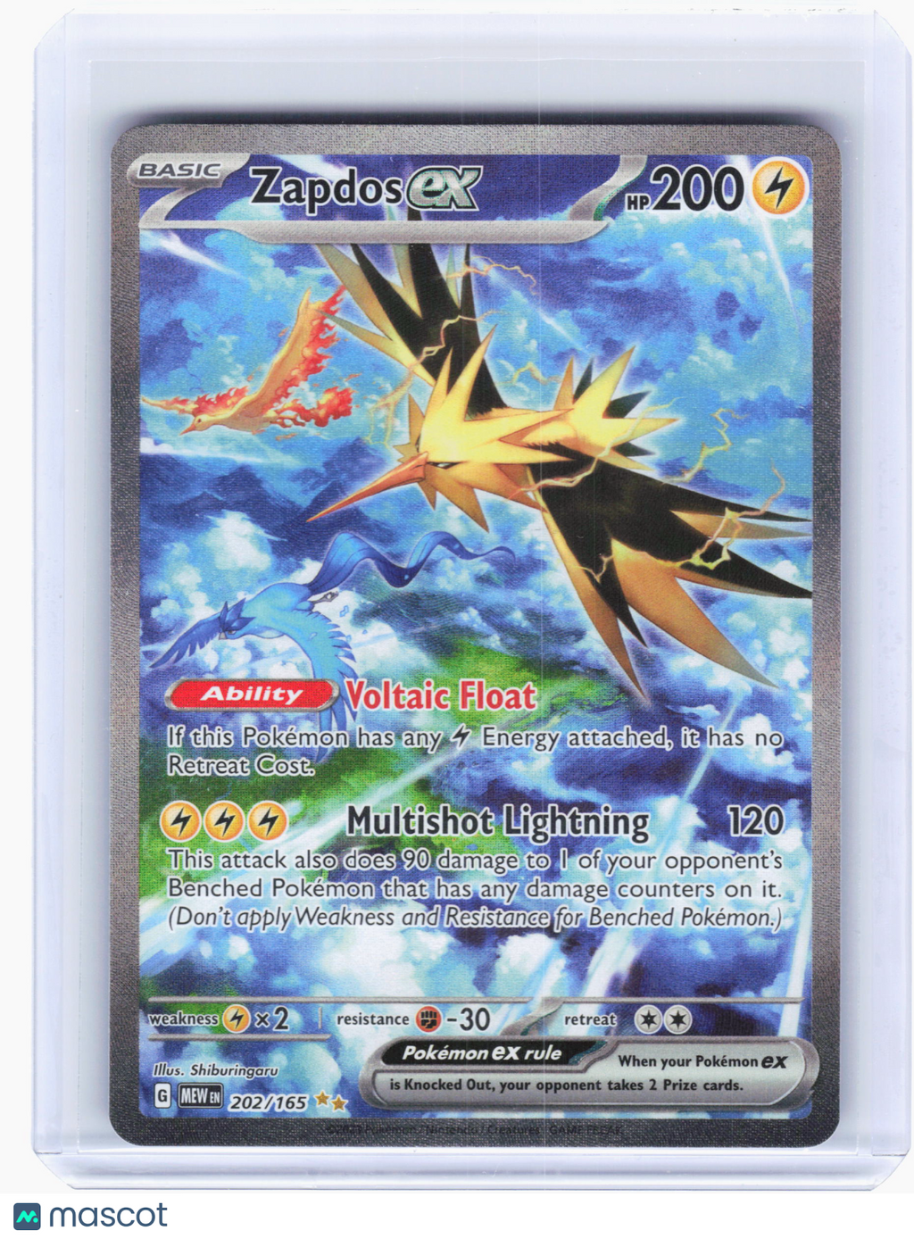 2023 Pokemon—Zapdos ex #202 Scarlet & Violet 151—Special Illustration Rare Holo