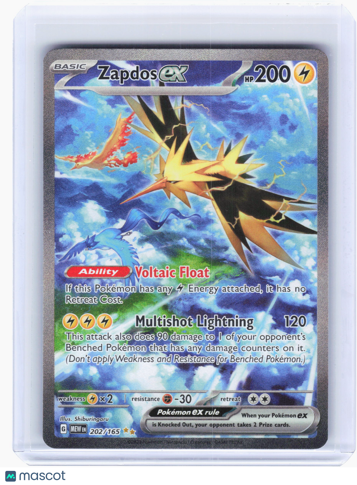 2023 Pokemon—Zapdos ex #202 Scarlet & Violet 151—Special Illustration Rare Holo