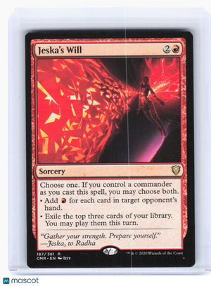 2020 Magic: The Gathering—Jeska's Will #187 Commander Legends—Rare Nonfoil