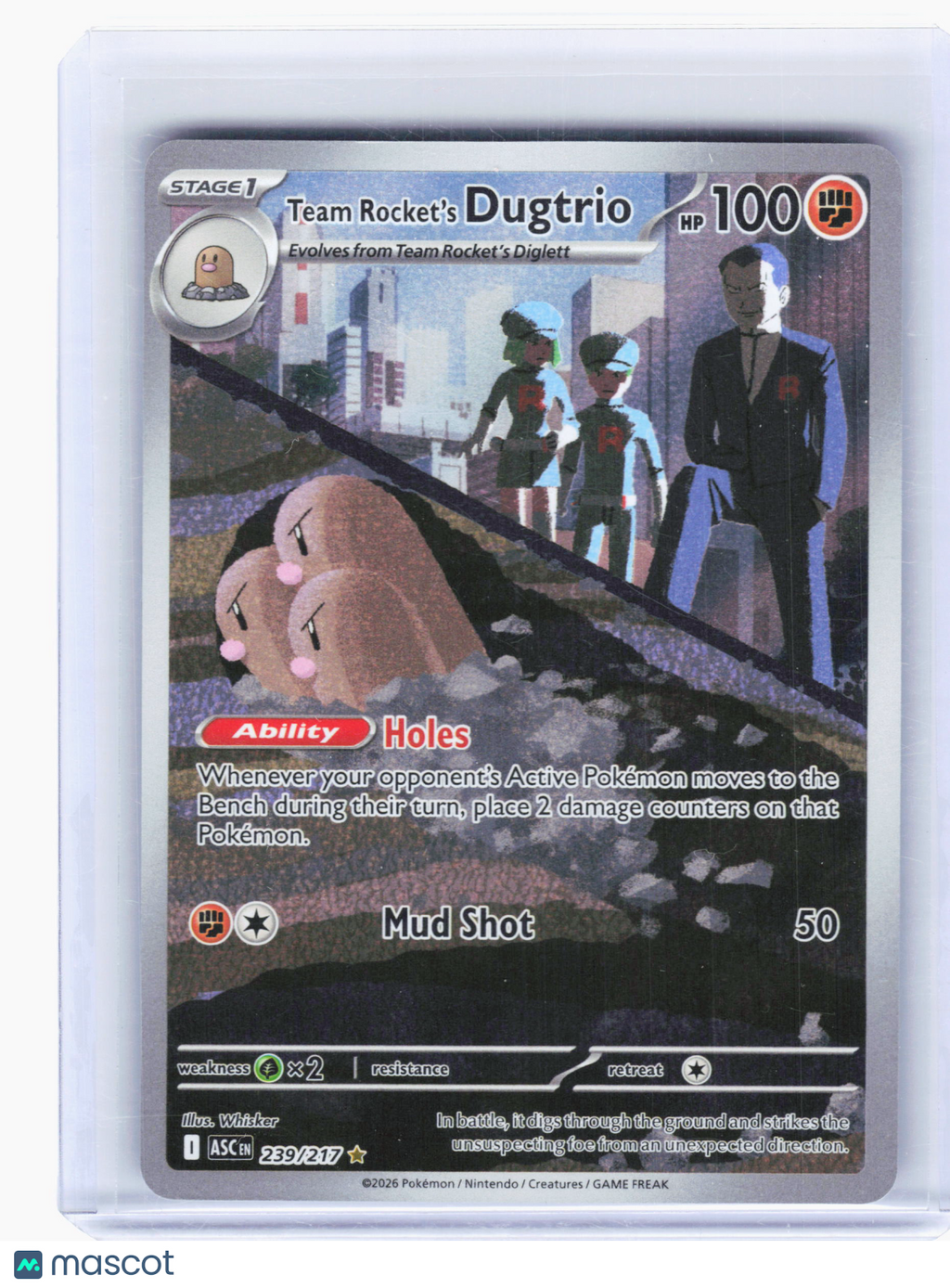 2026 Pokemon—Team Rocket's Dugtrio #239 Ascended Heroes—Illustration Rare Holo