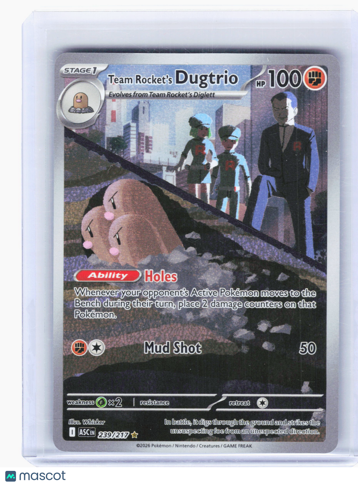 2026 Pokemon—Team Rocket's Dugtrio #239 Ascended Heroes—Illustration Rare Holo