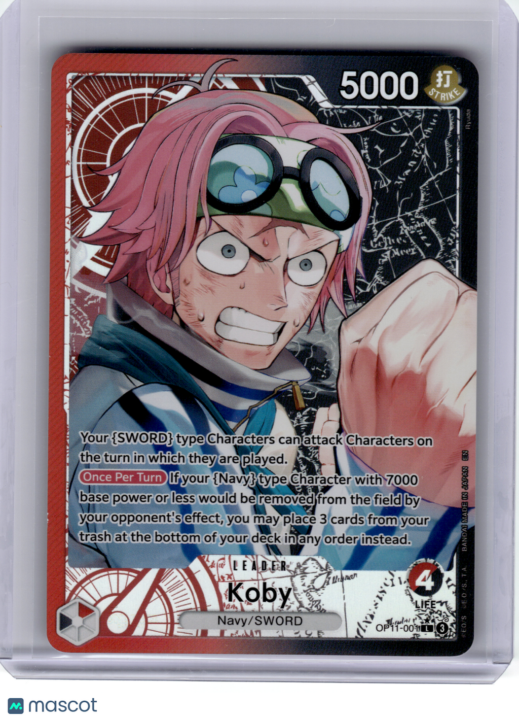 2025 One Piece—Koby (Alt Art) #OP11-001 A Fist of Divine Speed—Leader Foil