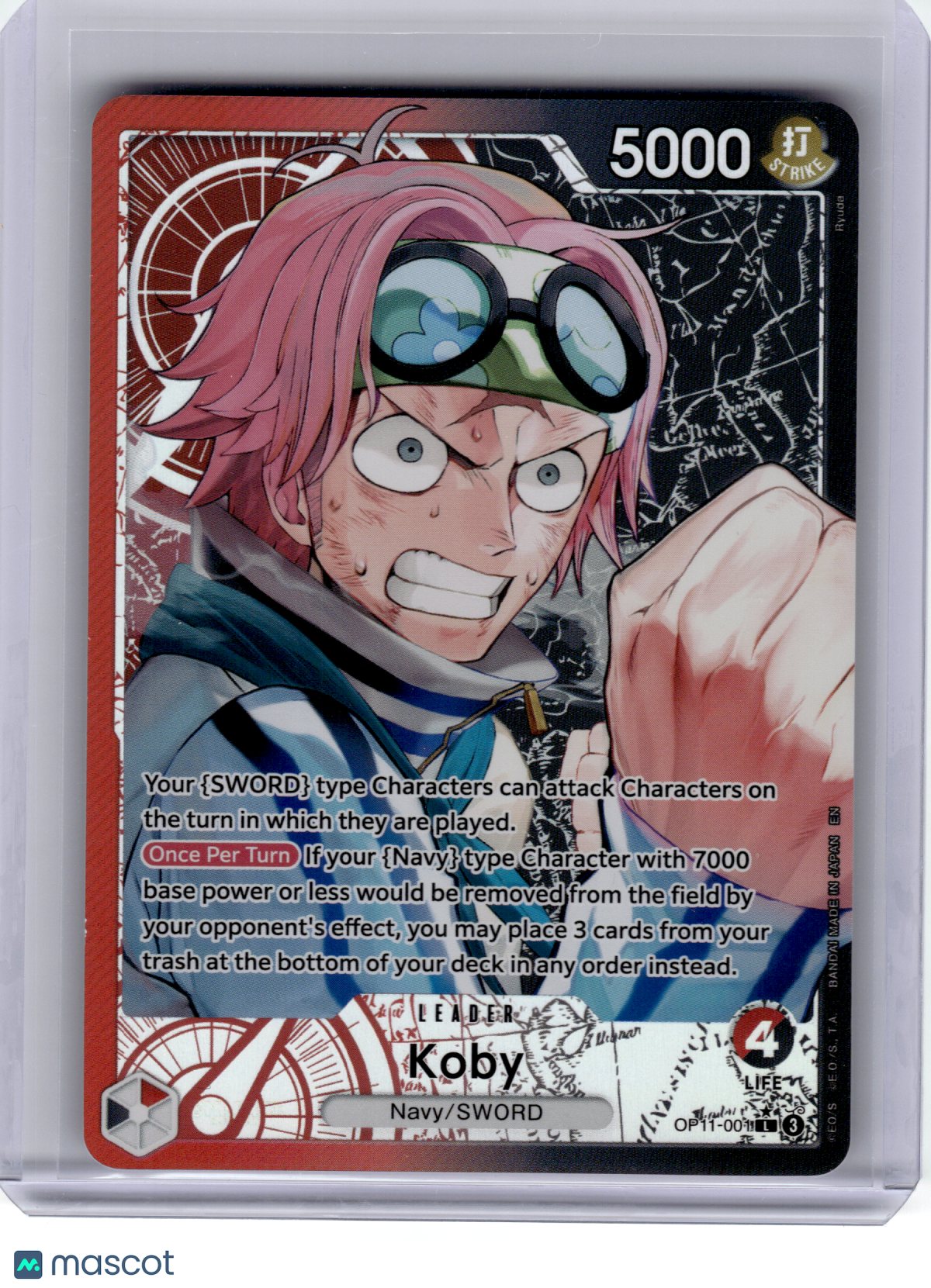 2025 One Piece—Koby (Alt Art) #OP11-001 A Fist of Divine Speed—Leader Foil