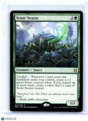 2020 Magic: The Gathering—Scute Swarm #203 Zendikar Rising—Rare Nonfoil [LP]